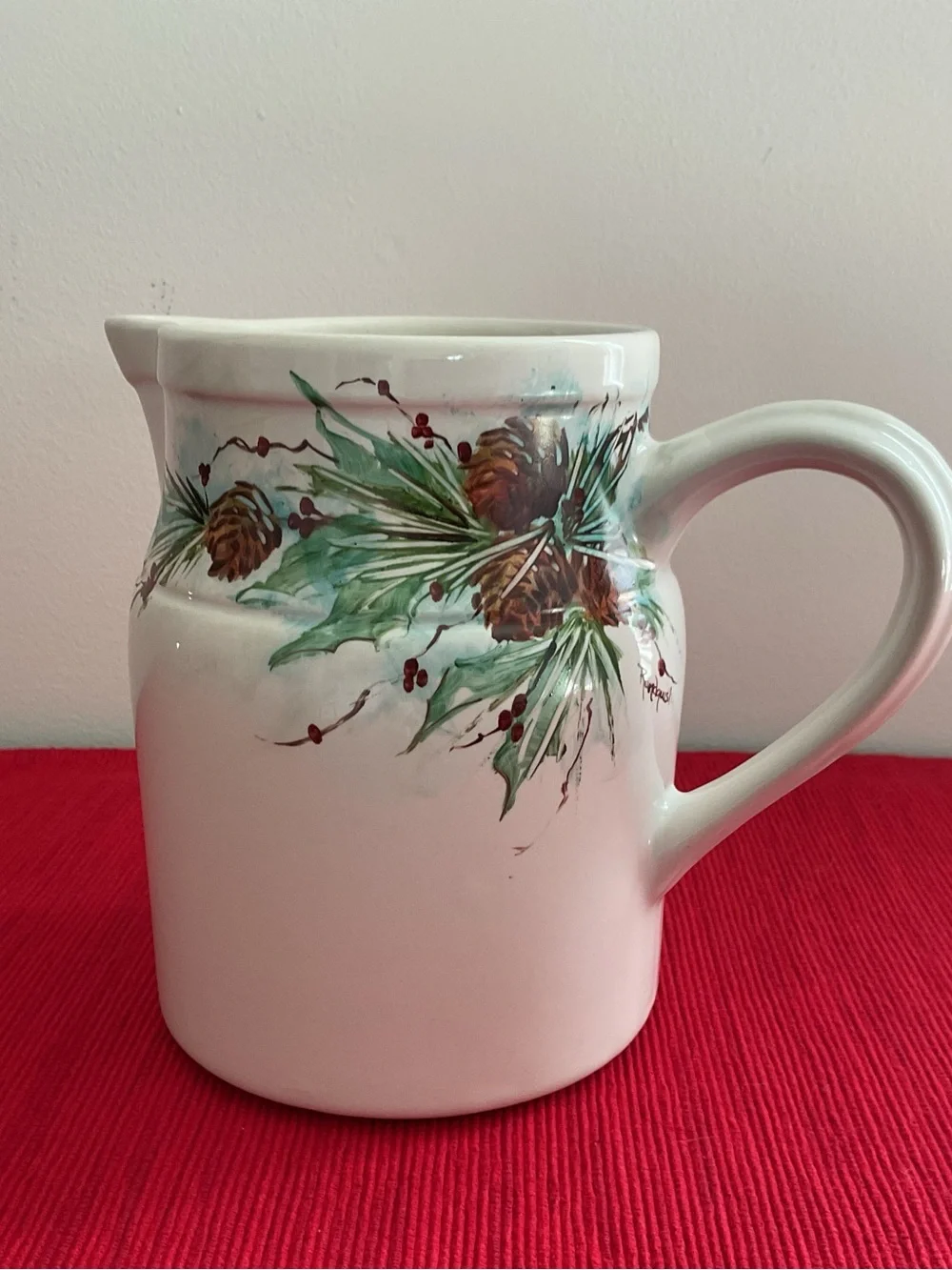Vintage Roseville Ohio Pottery Hand-Painted Pitcher Signed by Mary Lou Rundquist